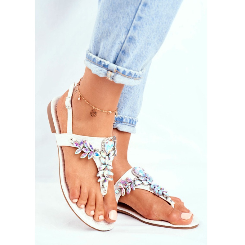 Sandalias de Mujer Elegantes Chanclas Cristales Plateados Bajo Control gris 1