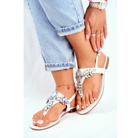 Sandalias de Mujer Elegantes Chanclas Cristales Plateados Bajo Control gris 3