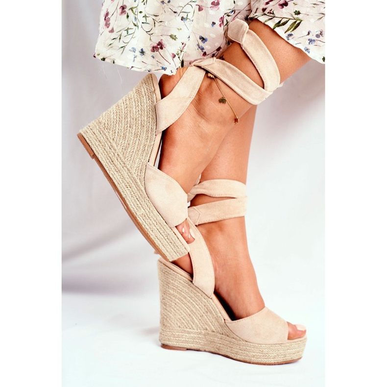 SEA Sandalias De Mujer Con Cuña Atado Beige Belleza 1