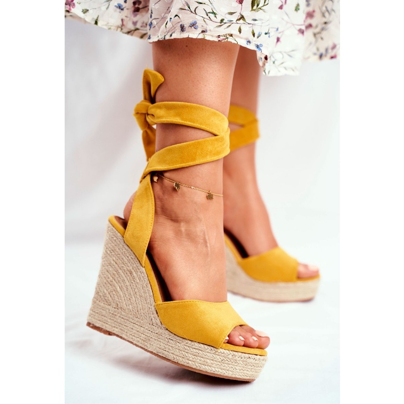 PS1 Sandalias de mujer con cuña atadas en amarillo Belleza 1 PS1 Sandalias de mujer con cuña atadas en amarillo Belleza 1
