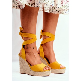 PS1 Sandalias de mujer con cuña atadas en amarillo Belleza 2 PS1 Sandalias de mujer con cuña atadas en amarillo Belleza 2