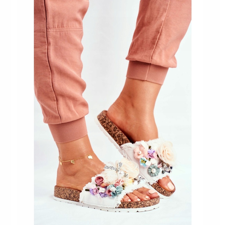 PS1 Pantuflas de Mujer con Flores Blancas Enrissa blanco multicolor 1