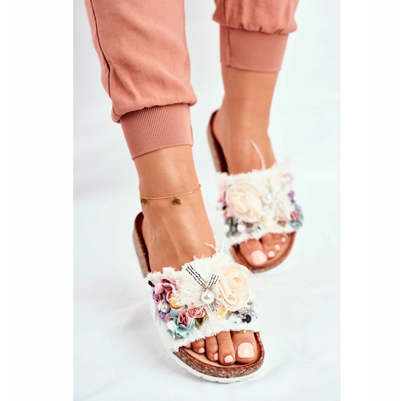 PS1 Pantuflas de Mujer con Flores Blancas Enrissa blanco multicolor 2 PS1 Pantuflas de Mujer con Flores Blancas Enrissa blanco multicolor 2