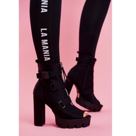 PS1 Botines de Mujer Punta Abierta Gladios Negras negro 2