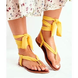 FS1 Sandalias Mujer Chanclas Atadas Amarillo Derryl 1