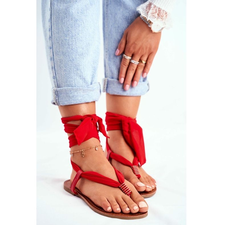 FS1 Sandalias Mujer Chanclas Atadas Rojo Derryl 1