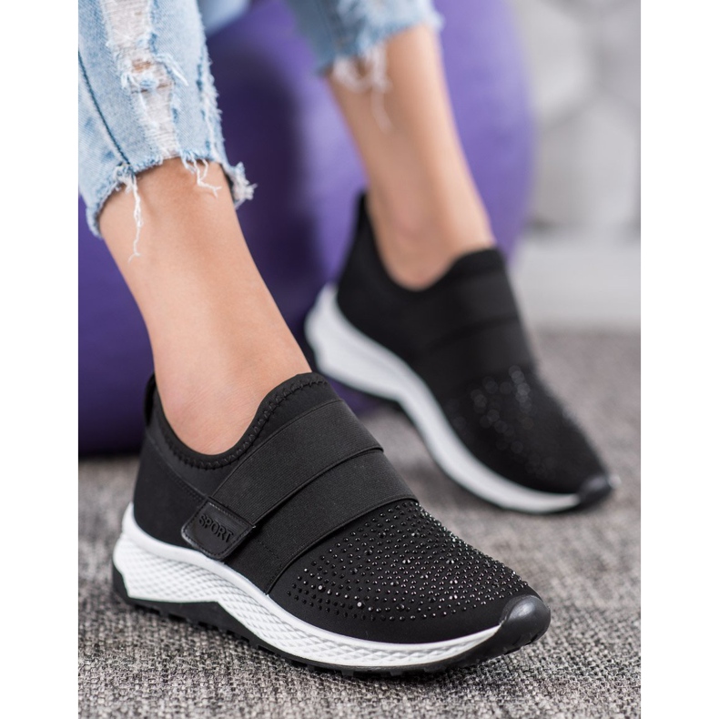 SHELOVET Zapatos sin cordones con velcro negro 1