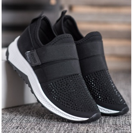 SHELOVET Zapatos sin cordones con velcro negro 3