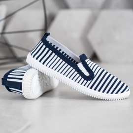 SHELOVET Zapatillas slip-on a rayas blanco azul 1