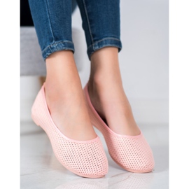 SHELOVET Bailarinas ligeras caladas rosado 2