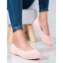SHELOVET Bailarinas ligeras caladas rosado 1