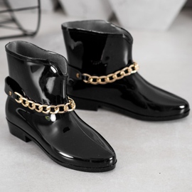 SHELOVET Chanclos con cadena decorativa negro 6
