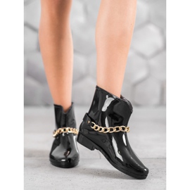 SHELOVET Chanclos con cadena decorativa negro 3