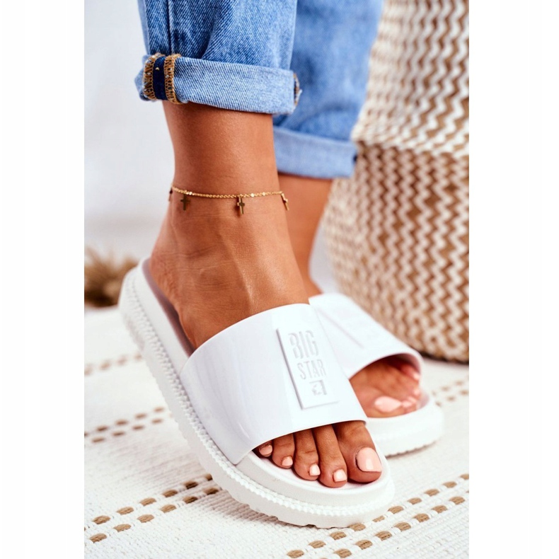 Pantuflas Big Star para mujer en la plataforma Blanco FF274812 1