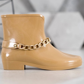 SHELOVET Chanclos con cadena decorativa marrón 6