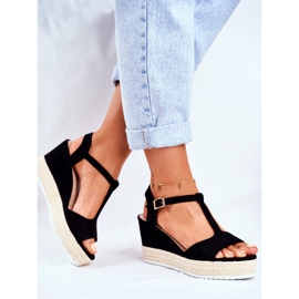 SEA Sandalias De Mujer Con Cuña Negro Papillon 3