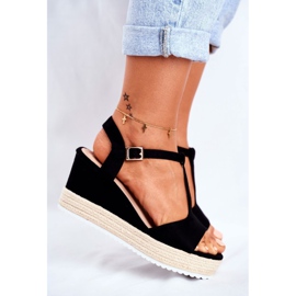 SEA Sandalias De Mujer Con Cuña Negro Papillon 4