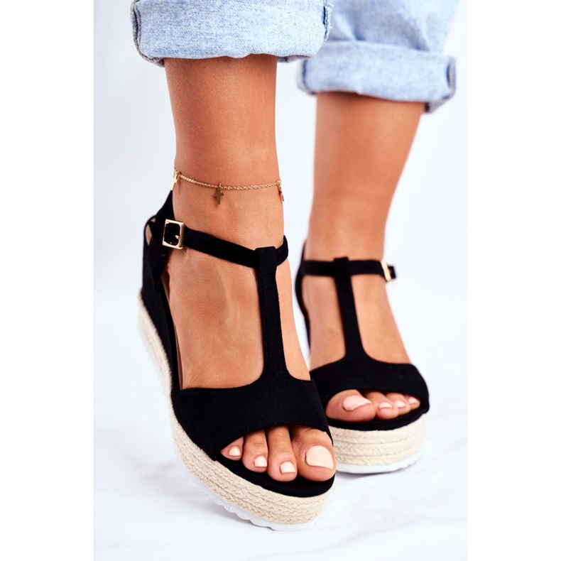 SEA Sandalias De Mujer Con Cuña Negro Papillon 2