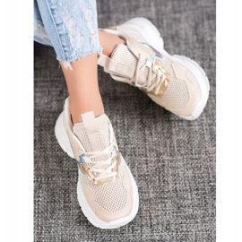 Mannika Zapatillas de deporte de moda con malla marrón 2 Mannika Zapatillas de deporte de moda con malla marrón 2