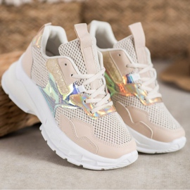 Mannika Zapatillas de deporte de moda con malla marrón 4