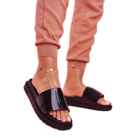 Pantuflas Big Star para mujer en la plataforma negra FF274813 negro 3
