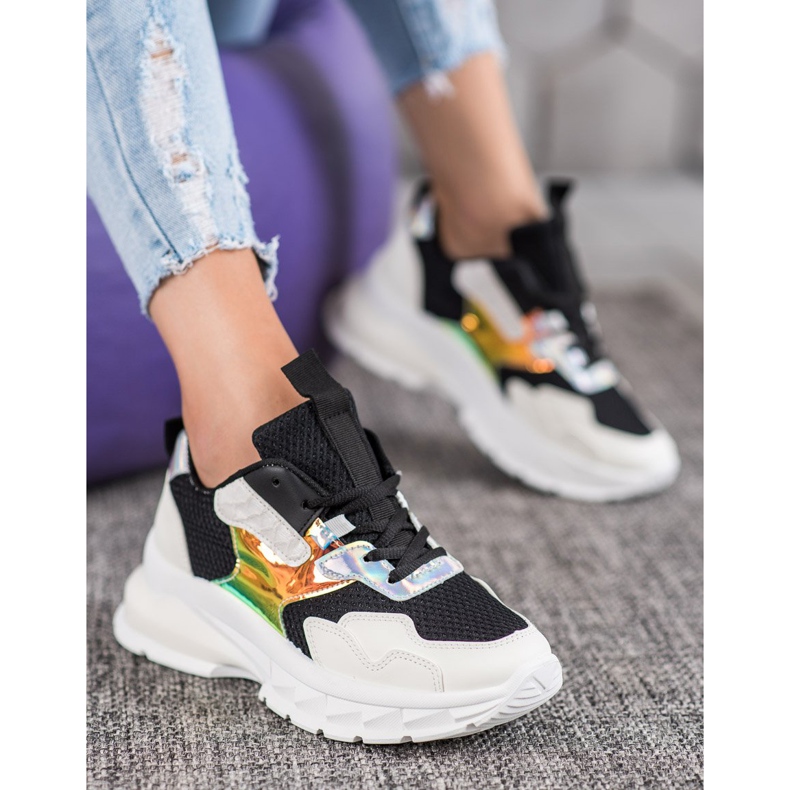 Mannika Zapatillas de deporte de moda con malla negro 1 Mannika Zapatillas de deporte de moda con malla negro 1