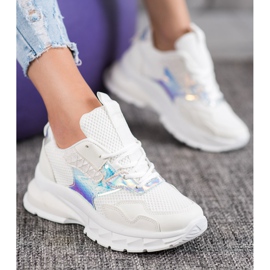 Mannika Zapatillas de deporte de moda con malla blanco 4