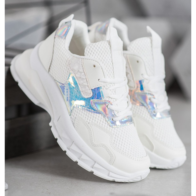 Mannika Zapatillas de deporte de moda con malla blanco 2 Mannika Zapatillas de deporte de moda con malla blanco 2