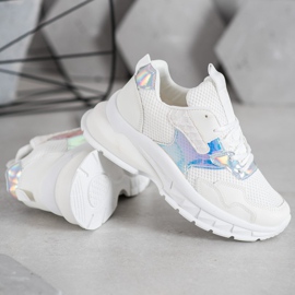Mannika Zapatillas de deporte de moda con malla blanco 3