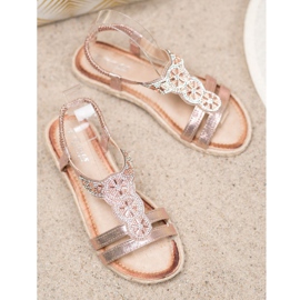 SHELOVET Sandalias elegantes con adornos amarillo 2