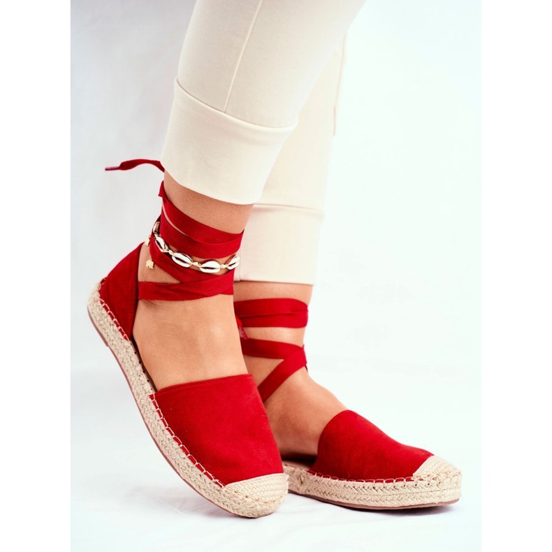 SEA Alpargatas de mujer, lino anudado, rojo Bonjour 1