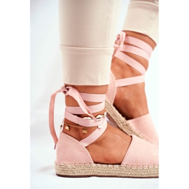 SEA Alpargatas de mujer, lino anudado rosa Bonjour rosado 5