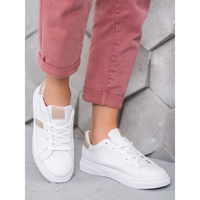 SHELOVET Zapatos deportivos con purpurina blanco 1