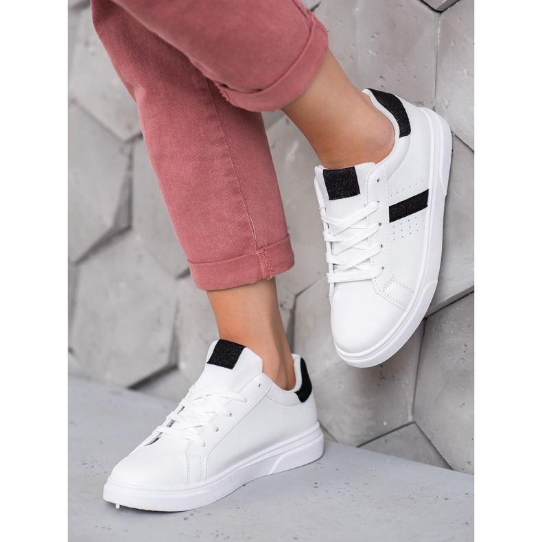 SHELOVET Zapatos deportivos con purpurina blanco 2