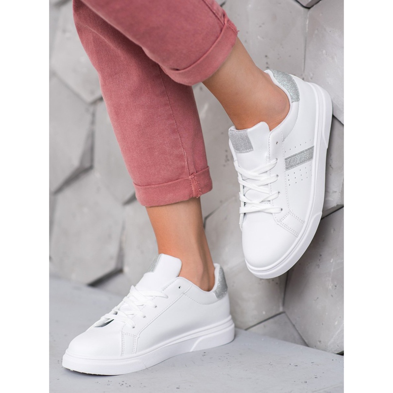 SHELOVET Zapatos deportivos con purpurina blanco 2 SHELOVET Zapatos deportivos con purpurina blanco 2