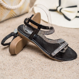 SHELOVET Sandalias Negras Con Circonita negro 4