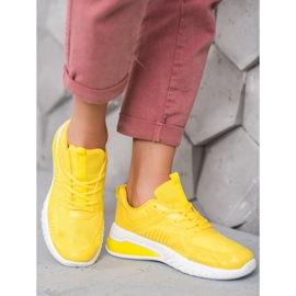 Ideal Shoes Zapatos atados con malla amarillo 2 Ideal Shoes Zapatos atados con malla amarillo 2