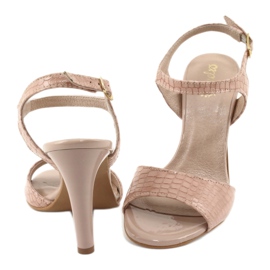 Espinto Sandalias rosas de cuero pintadas para mujeres rosado 3 Espinto Sandalias rosas de cuero pintadas para mujeres rosado 3