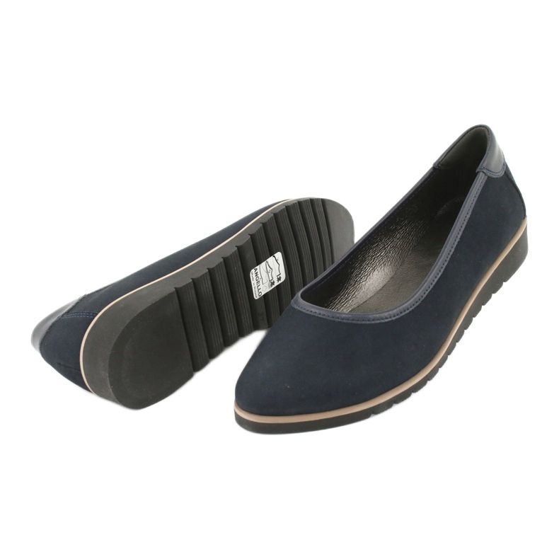 Angello Ballerinas de cuero para mujeres en cuñas 1348 azul marino 3