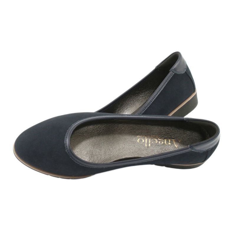 Angello Ballerinas de cuero para mujeres en cuñas 1348 azul marino 4