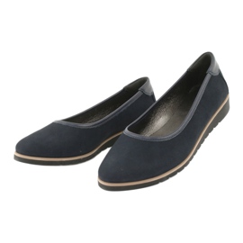 Angello Ballerinas de cuero para mujeres en cuñas 1348 azul marino 2