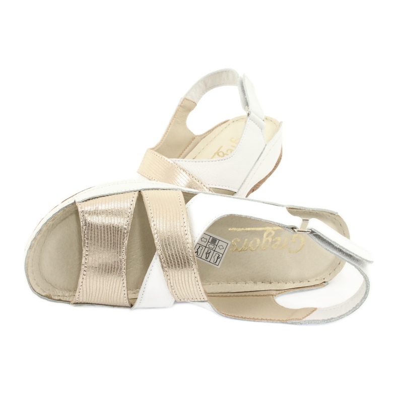Gregors Gregores 781 Sandalias para mujeres para cuñas blancas/de oro blanco 5 Gregors Gregores 781 Sandalias para mujeres para cuñas blancas/de oro blanco 5