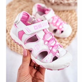 Sandalias Infantiles Big Star Con Velcro Blanco FF374207 rosado 4