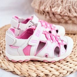 Sandalias Infantiles Big Star Con Velcro Blanco FF374207 rosado 3