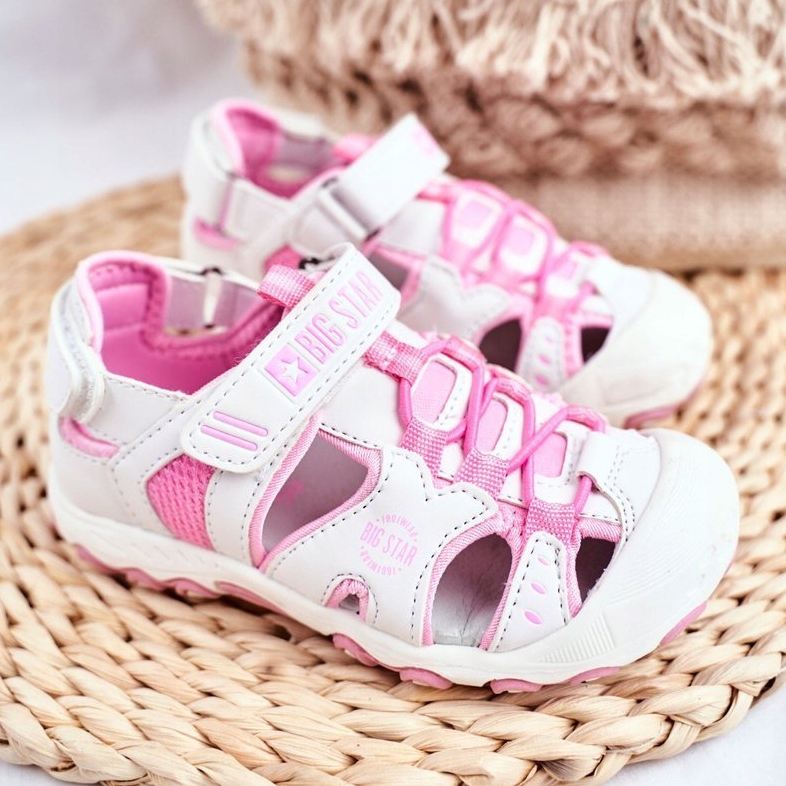 Sandalias Infantiles Big Star Con Velcro Blanco FF374207 rosa 1