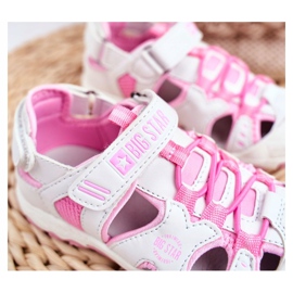 Sandalias Infantiles Big Star Con Velcro Blanco FF374207 rosado 2