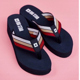 Pantuflas de Mujer Chanclas Big Star en una cuña Azul Marino FF274A301 5