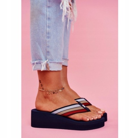 Pantuflas de Mujer Chanclas Big Star en una cuña Azul Marino FF274A301 4