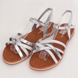 Sandalias plateadas para mujer 99-62 Plata gris 2