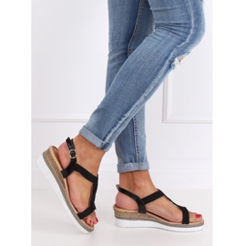 Negro Sandalias con cuña negra L6629 Negro 1